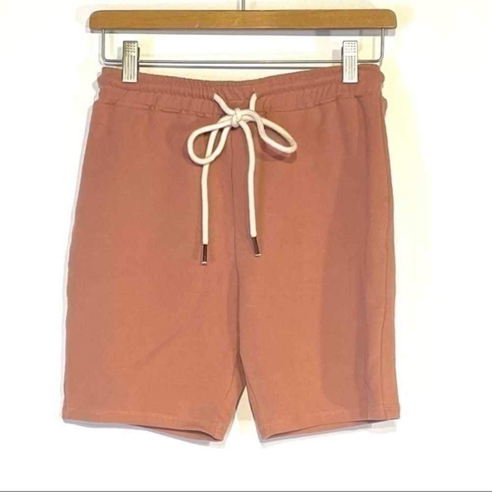 NIA Nordstrom Cotton Blend Shorts Pink Rose Drawstring Waist Gym Shorts Womens S